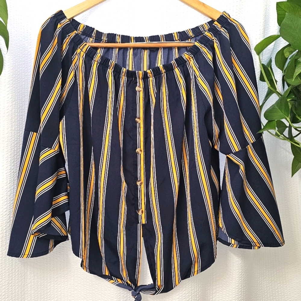 New Glory Striped Off-Shoulder Top Size XL